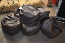 *Six Brown Faux Leather Beanbag Cubes