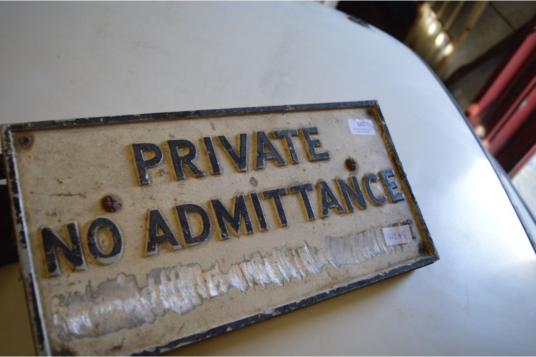 Vintage Sign “Private, No Admittance” - Image 1 of 2