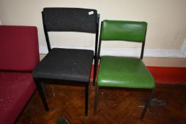 *Charcoal Chair and a Tubular Framed Green Chair