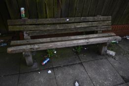 Two 6ft Benches on Concrete Supports with Wood Seat and Back (requires restoration)