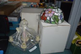 Lead Glass Lampshade and a Ceiling Light Fitting