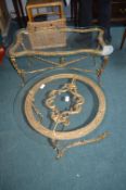 Two Glass Topped Brass Framed Tables A/F