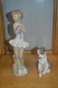 Nao Figurine of a Girl Dancer and a Dog