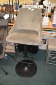 Plush Grey Gas-Lift Barstool