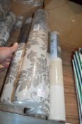 *Three 10m Rolls Charcoal Glitter Vinyl Wallpaper, plus One 10m Roll of Linen Stripe Wallpaper