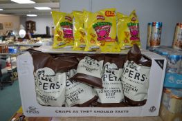 *Box of Pipers Beef Crisps etc.
