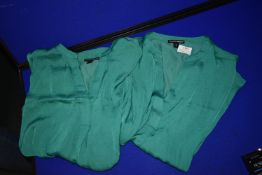 *Two Hilary Radley Short Sleeve Drop Shoulder Blouses in Green Size: M