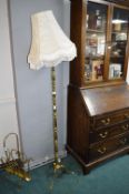 Brass Standard Lamp with Cream Shade