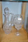 Cut Glass Lead Crystal Claret Jug plus a Candle La