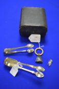 Two Pairs of Hallmarked Silver Sugar Tongs plus Si