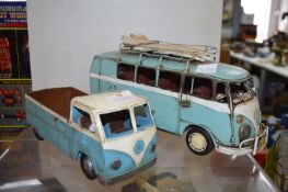 Tinplate Camper Van and a Pickup Truck
