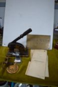 Victorian Book Stamp, Brass Office Plate, etc.