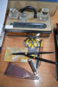 Vintage Ink Stand, Motoring Badge, Penknives, etc.