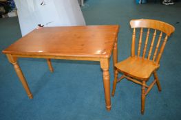 Pine Table and Matching Chair