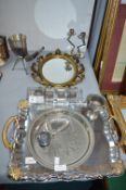 Decorative Metalware Including Trays, Candlesticks