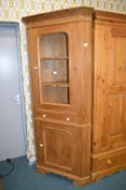 Solid Pine Corner Display Cabinet with Glazed Door