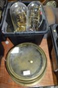Four Skeleton Clocks with Glass Domes plus a Brass