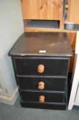 Black Painted Solid Pine Three Drawer Cabinet