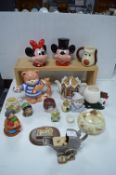 Decorative Pottery Including Mickey & Minnie Mouse