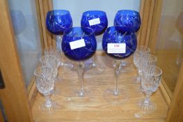 Five Cut Glass Hoch Glasses, and a Set of Six Liqu