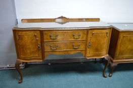 1950's Glass Topped Sideboard on Cabriole Legs