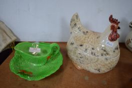 Carlton Ware Dish & Jug plus Pottery Chicken Egg C