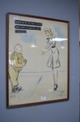 Original Humorous Wartime Watercolour Sketch