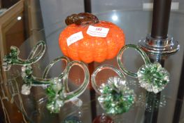 Murano Glass Pumpkin and Five Napkin Rings