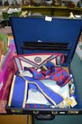 Briefcase Containing Masonic Regalia, Aprons, Sash