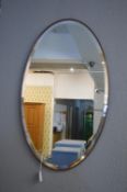 Oak Framed Beveled Edge Oval Mirror