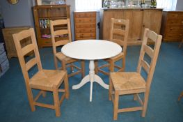 Cream Painted Circular Table with Rush Seated High