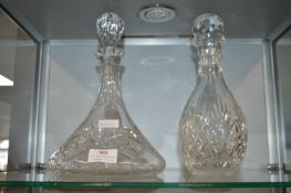 Two Cut Glass Lead Crystal Decanters