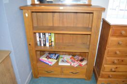 Solid Pine Bookshelf with Two Drawers