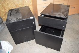 Two Black Two Drawer Storage Cabinets on Wheels