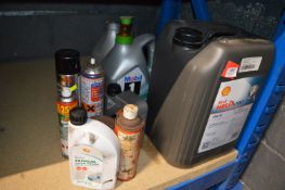 Various Fluids and Oils Including 25L Tub of Shell HX7 10W-40 Diesel Engine Oil, etc.