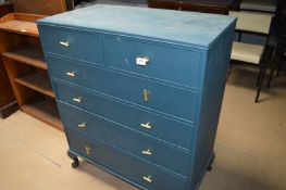 Blue Painted Two over Four Chest of Drawers