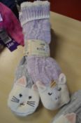 *Two Pairs of Jane & Bleecker Unicorns & Cats Design Slipper Socks