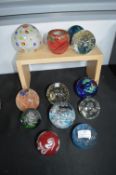 Twelve Glass Paperweights Including Caithness etc.