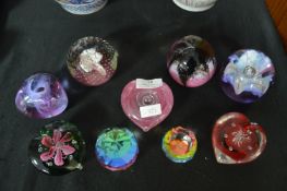 Nine Glass Paperweights