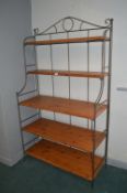 Metal Framed Shelf Unit with Five Solid Pine Shelv