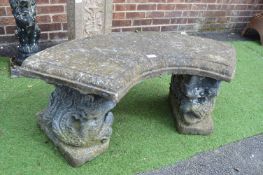 Small Concrete Semicircular Garden Bench