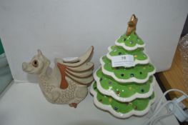 Pottery Christmas Tree and a 1970's Shelf Dragon