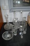 Cut Glass Decanters and Vases etc.