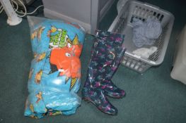 Pair of Wellington Boots Size: 5 and a Bob the Bui