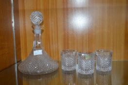 Italian Lead Crystal Decanter and Three Tumblers