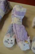 *Two Pairs of Jane & Bleecker Unicorns & Cats Design Slipper Socks