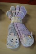 *Two Pairs of Jane & Bleecker Unicorns & Cats Design Slipper Socks