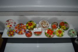 Thirteen Small Glass Paperweight