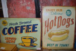 Two Antique Style Coffee & Hotdog Displays