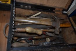 Wooden Toolbox and Contents